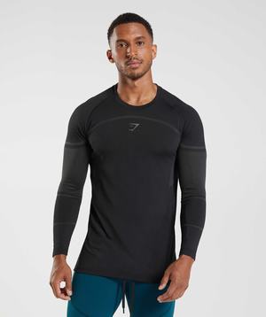 Gymshark 315 Long Sleeve T-shirts Zwart | ECUS96235