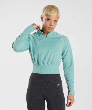 Gymshark 315 Long Sleeve Warmup Pullover Blauw Turquoise | BCQZ52410