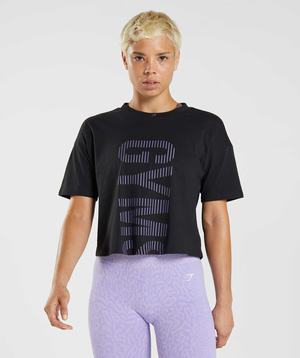 Gymshark 315 Midi T-shirts Zwart Paars | QXZL80431