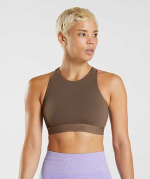 Gymshark 315 Performance High Neck Sport Bh Bruin Bruin | CQAZ81792