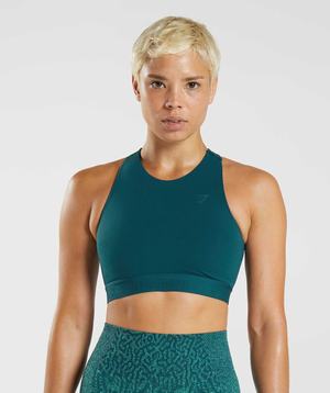 Gymshark 315 Performance High Neck Sport Bh Turquoise Blauw | KWUB39274