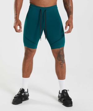 Gymshark 315 Seamless 1/2 Korte Broek Turquoise Zwart | NBIY13492