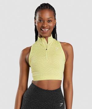 Gymshark Adapt Animal Seamless Crop 1/2 Zip Topjes Geel | KJQP53294