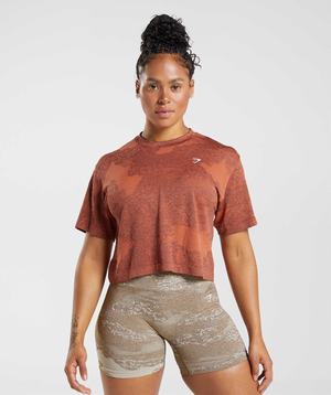 Gymshark Adapt Camo Seamless Crop Topjes Rood Roze Bruin | ITYB45983