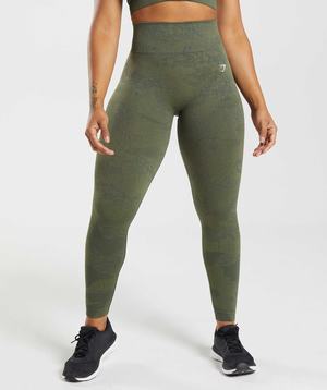 Gymshark Adapt Camo Seamless Leggings Olijfgroen Olijfgroen | DPFI36057