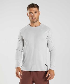 Gymshark Apex Long Sleeve T-shirts Lichtgrijs Wit | RINU36049