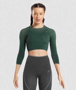 Gymshark Apex Seamless Crop Tanktop Obsidian Groen Groen | GPUZ49821