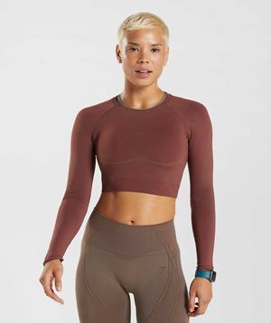 Gymshark Apex Seamless Crop Topjes Roze Bruin Bruin | BAQL50679