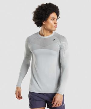 Gymshark Apex Seamless Long Sleeve T-shirts Lichtgrijs Zwart Grijs | BIES30457