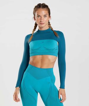 Gymshark Apex Seamless Shrug Pullover Blauw Donkergrijs Blauw | QXCJ91670