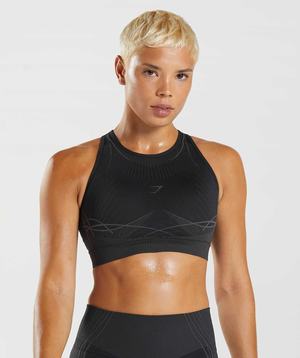 Gymshark Apex Seamless Sport Bh Zwart Zwart Grijs | FUZR39172