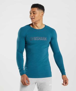 Gymshark Apollo Long Sleeve T-shirts Blauw | RKAV51640