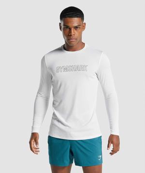 Gymshark Arrival Long Sleeve Grafische T-shirts Wit | FAMJ24615