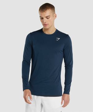 Gymshark Arrival Long Sleeve T-shirts Donkerblauw | XLJW50168