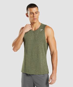 Gymshark Arrival Slim Marl Tanktop Olijfgroen Olijfgroen | NHJT96875