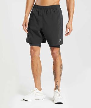 Gymshark Aspect 2 In 1 Kort Korte Broek Zwart | EPSN32510