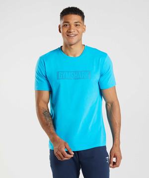 Gymshark Block T-shirts Donkergrijs Blauw | GYPN63701