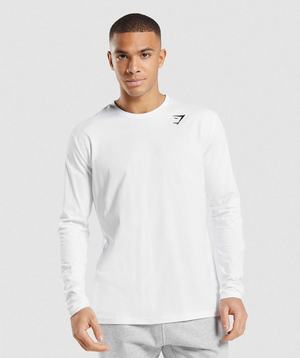 Gymshark Crest Long Sleeve T-shirts Wit | YRUX79628