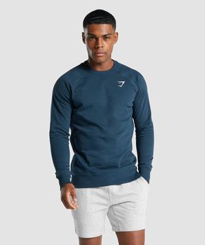 Gymshark Crest Sweatshirt Pullover Donkerblauw | FCRE30641