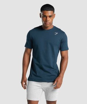 Gymshark Crest T-shirts Donkerblauw | FGOZ05891