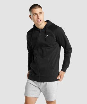 Gymshark Crest Zip Up Hoodie Zwart | KAHJ47612