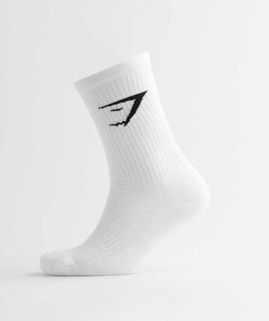 Gymshark Crew Socks 3pk Accessoires Wit | HIDP35078