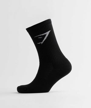 Gymshark Crew Socks 3pk Accessoires Zwart | FZJU98630