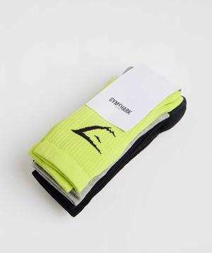 Gymshark Crew Socks 3pk Accessoires Zwart Lichtgrijs Groen | GEDS52607