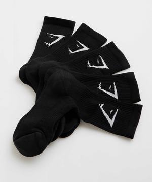 Gymshark Crew Socks 5pk Accessoires Zwart | YROB02578