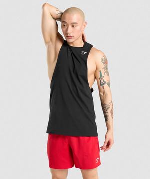 Gymshark Critical Drop Arm Tanktop Zwart | HJLP41209