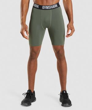 Gymshark Element Baselayer Korte Broek Olijfgroen | DOLT69381