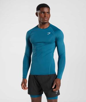 Gymshark Element Baselayer Long Sleeve T-shirts Blauw | QYAG42186