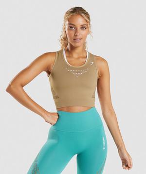 Gymshark Energy Seamless Crop Topjes Bruin | DQGH12569