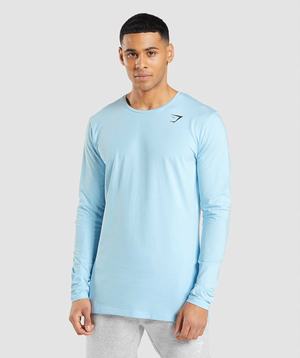 Gymshark Essential Long Sleeve T-shirts Beige Blauw | MUTF76812