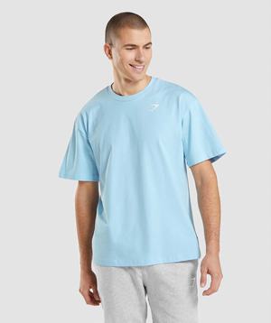 Gymshark Essential Oversized T-shirts Beige Blauw | UHFI95361