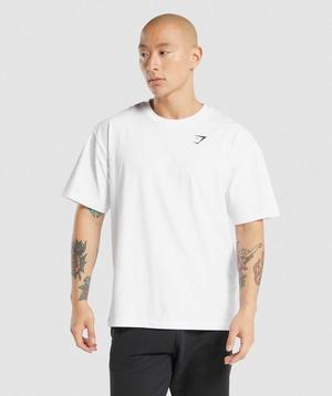 Gymshark Essential Oversized T-shirts Wit | FPOY84012