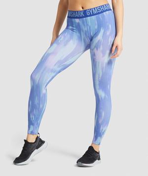 Gymshark Fit Seamless Printed Leggings Blauw | ODTF04376