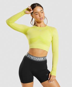 Gymshark Flex Sports Long Sleeve Crop Topjes Geel | SUQW80765