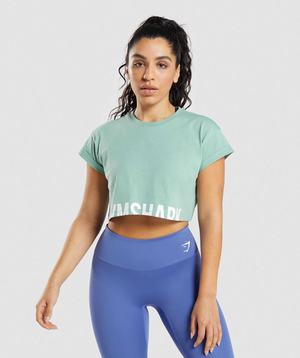 Gymshark Fraction Crop Topjes Blauw | YQEU91536