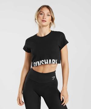 Gymshark Fraction Crop Topjes Zwart | WEAM08435