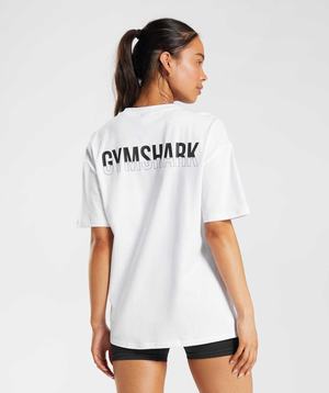 Gymshark Fraction Oversized T-shirts Wit | MRJU04723