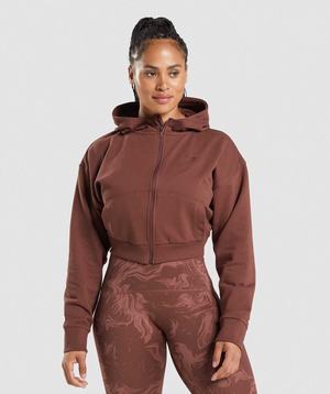 Gymshark GS Power Cropped Zip Hoodie Roze Bruin | VOIF84106