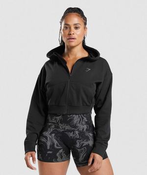 Gymshark GS Power Cropped Zip Hoodie Zwart | RHYA86139