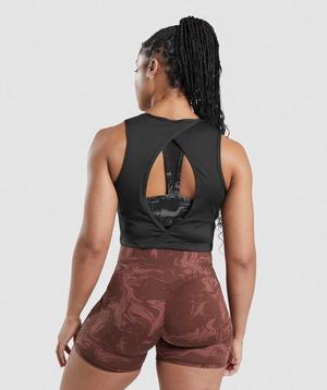 Gymshark GS Power Open Back Cropped Tanktop Zwart | AVXF28637