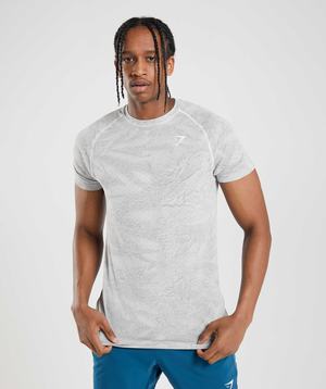 Gymshark Geo Seamless T-shirts Wit Lichtgrijs | VAEM42065