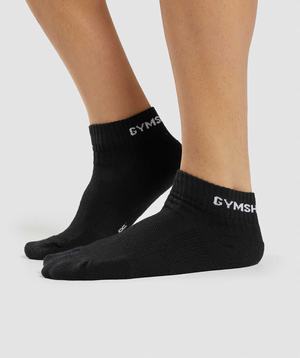 Gymshark Jacquard Quarter Socks 3pk Accessoires Zwart | AMVF54321