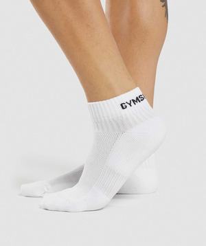 Gymshark Jacquard Quarter Socks 3pk Accessoires Wit | BKTZ86940