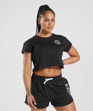 Gymshark Legacy Crop Topjes Zwart | DJAO62904