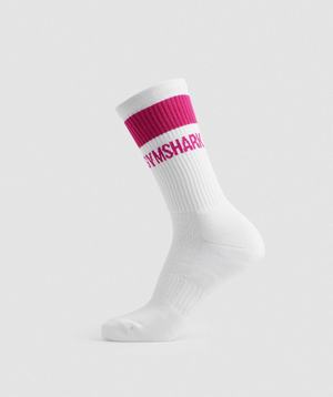 Gymshark Premium Jacquard Single Socks Accessoires Wit Roze | HUMB36479