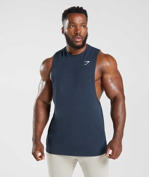 Gymshark React Drop Arm Tanktop Donkerblauw | XLVF04973